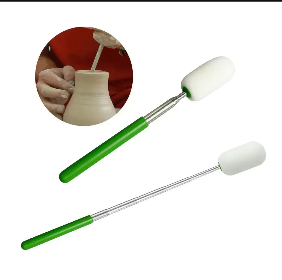 Pottery Sculpture Sponge Holder DIY Pottery Absorbent Sponge Telescoping Stick Ceramic Throwing Stick Pottery Trimming Tools Peaceful Pleasures Health and Wellness