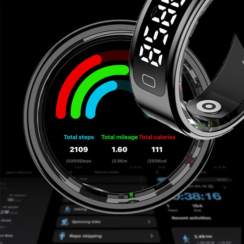 2026 New R11C Smart Ring LED Display Screen Men Women Health Ring Heart Rate Sleep Monitor Waterproof Gesture Swipe Smartring Peaceful Pleasures Health and Wellness