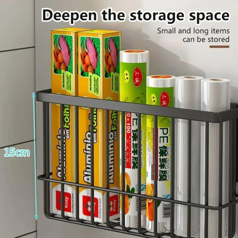 Magnetic Kitchen Storage Rack – Punch-Free Spice & Fridge Shelf