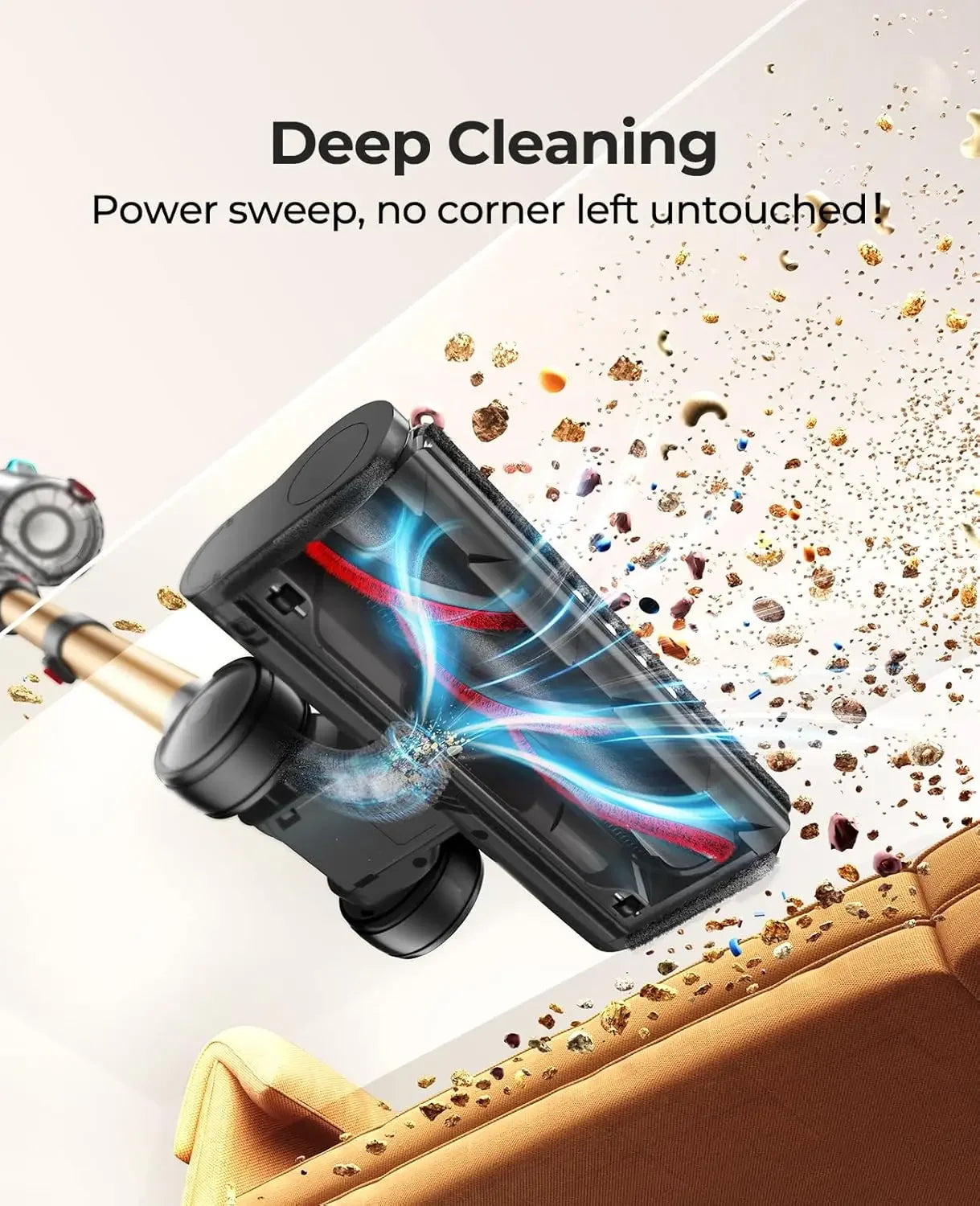 Cordless Vacuum Cleaner 650W/55Kpa, Stick Vacuum with 70 Min Runtime, Touch Display, 6-in-1 for Carpet/Hard Floor/Pet Hair Peaceful Pleasures Health and Wellness