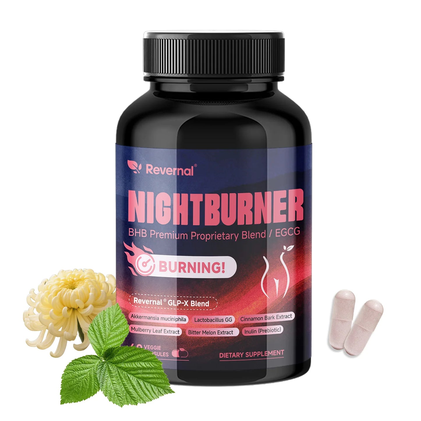 Night Time Burner Capsules – BHB, Green Tea, Apple Cider Vinegar Peaceful Pleasures Health and Wellness 1 bottle United States