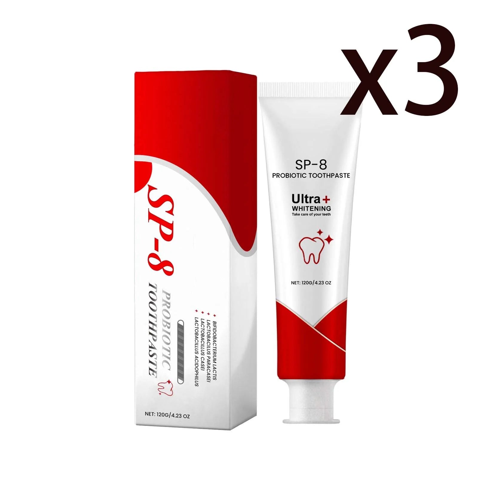 Probiotic Brightening White Toothpaste Remove Odors Fresh Breath Removing Dental Plaque Soothing Gums Clean Oral Care Toothpaste Peaceful Pleasures Health and Wellness 3x120g