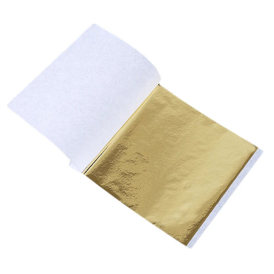 100PCS 24K Gold Leaf Sheets Real Gold Foil for Gilding Art Craft Painting Nail Art Home Decor Gift Wrapping Paper Envelope Peaceful Pleasures Health and Wellness K golden