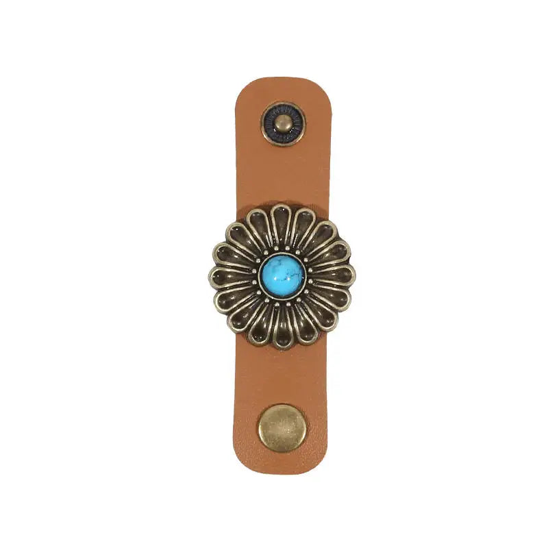 Retro Leather Scarf Ring Western-Style Scarves Buckles Neckwear Slide Fastener Securing Loop Versatile Decorative Accessories Peaceful Pleasures Health and Wellness Style B