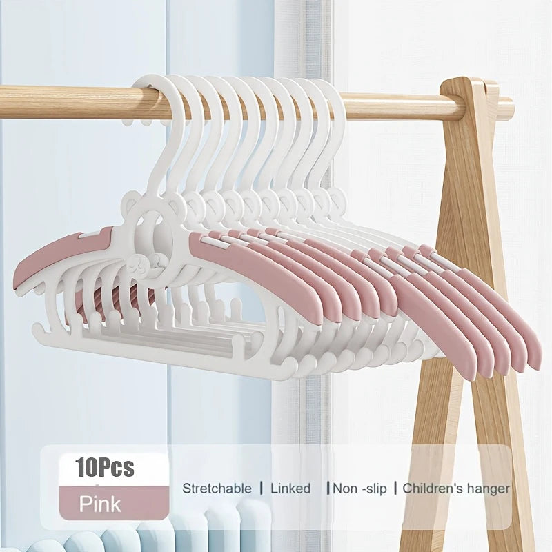 Hangers for Closet, Non-Slip Clothes Hangers, Pink Grey Adjustable Toddler Hanger for Girl Boy Hangers, Space Saving Peaceful Pleasures Health and Wellness 10Pcs Pink