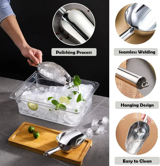 Stainless Steel Ice Scoop | Flat Bottom Kitchen Shovel Kitchen Scoop Oasis Select Default Title