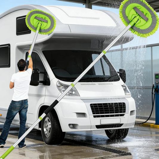 1 Set of Green Car Wash Mop with Attachable Brush Head, Extra-Long Car Cleaning Mop, Chenille 4-Section Detachable Mop, Also Suitable for Household Cleaning, Multifunctional Cleaning Mop Peaceful Pleasures Health and Wellness