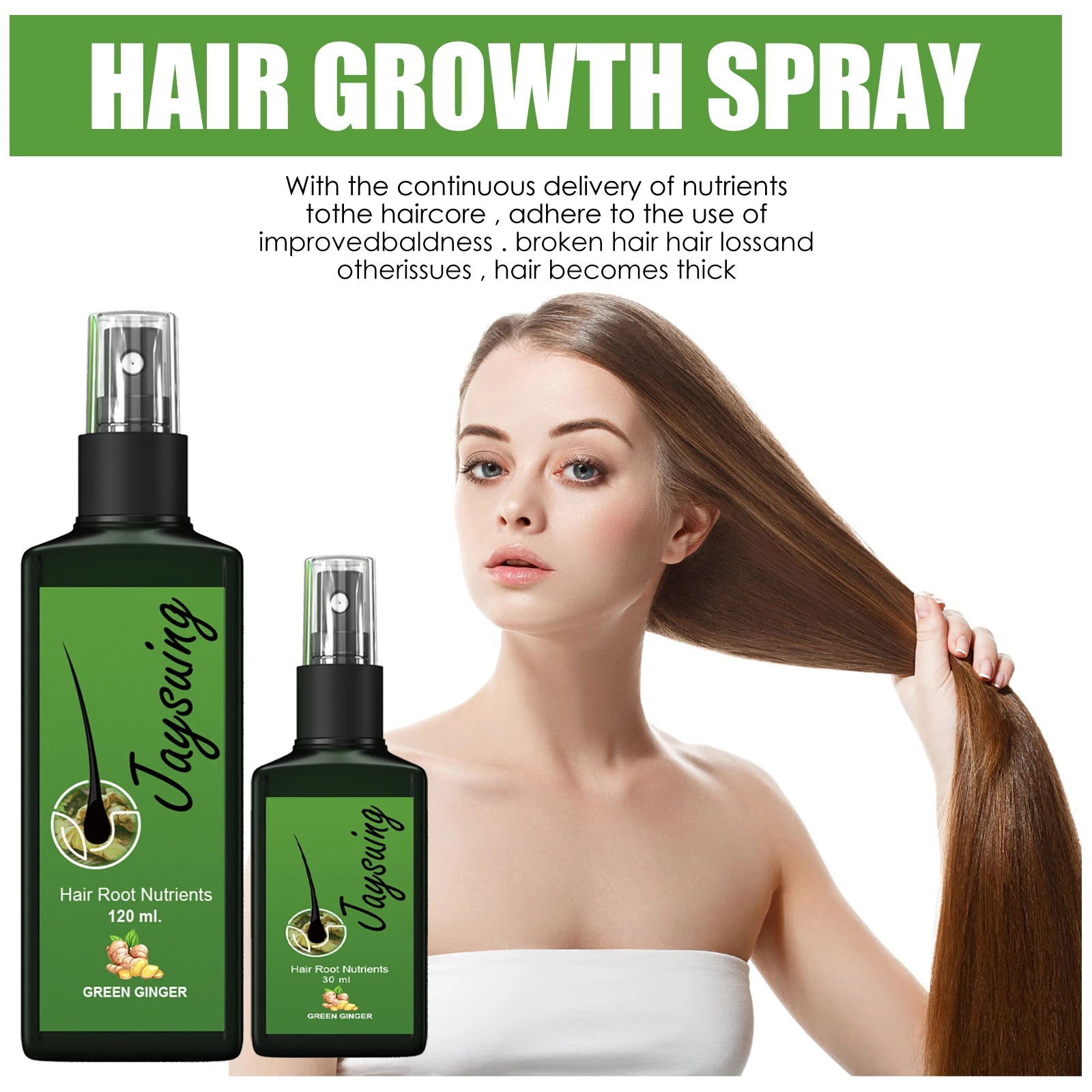 Fast Hair Growth Spray Anti-Baldness Thickening Growing Moisturize Smooth Hair Repair Split Frizz Ginger Scalp Treatment Essence Peaceful Pleasures Health and Wellness