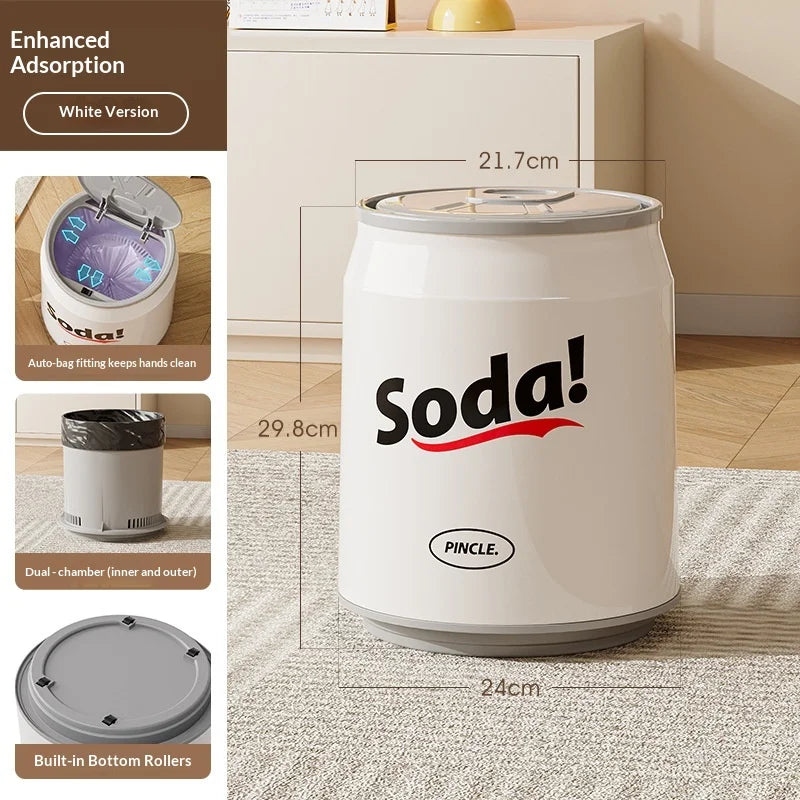 Creative Shaped Push Type Plastic Large Multifunctional Trash Can with Durable Lid for Home Bathroom Living Room Peaceful Pleasures Health and Wellness L Whie A