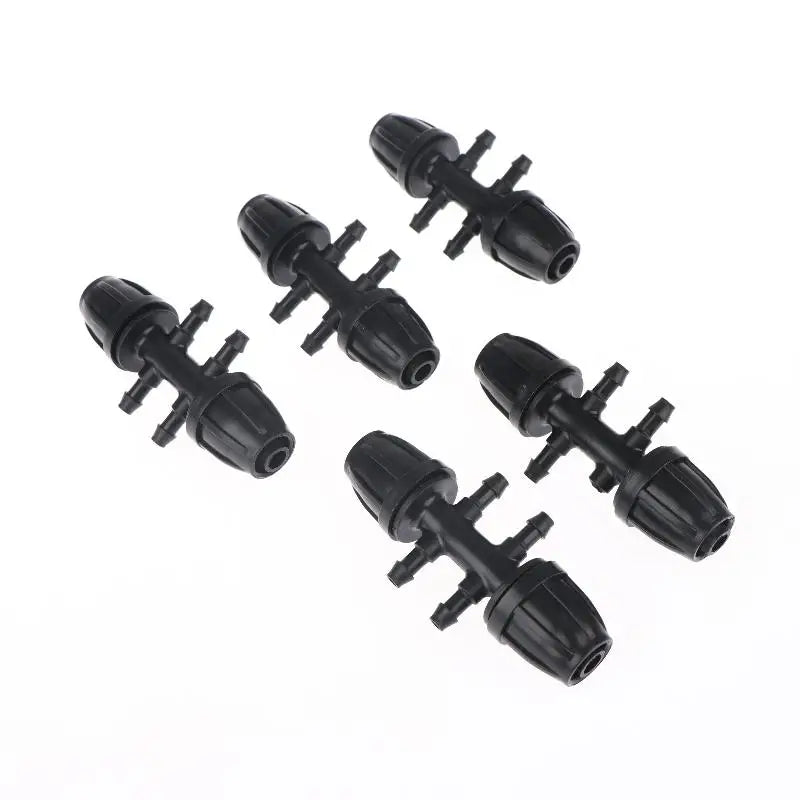 Versatile Black 5PCS PE Pipe Connector 1/2 Inch 3 4 6 Way Fittings Leakproof Durable for Drip Irrigation Garden Watering System Peaceful Pleasures Health and Wellness A2