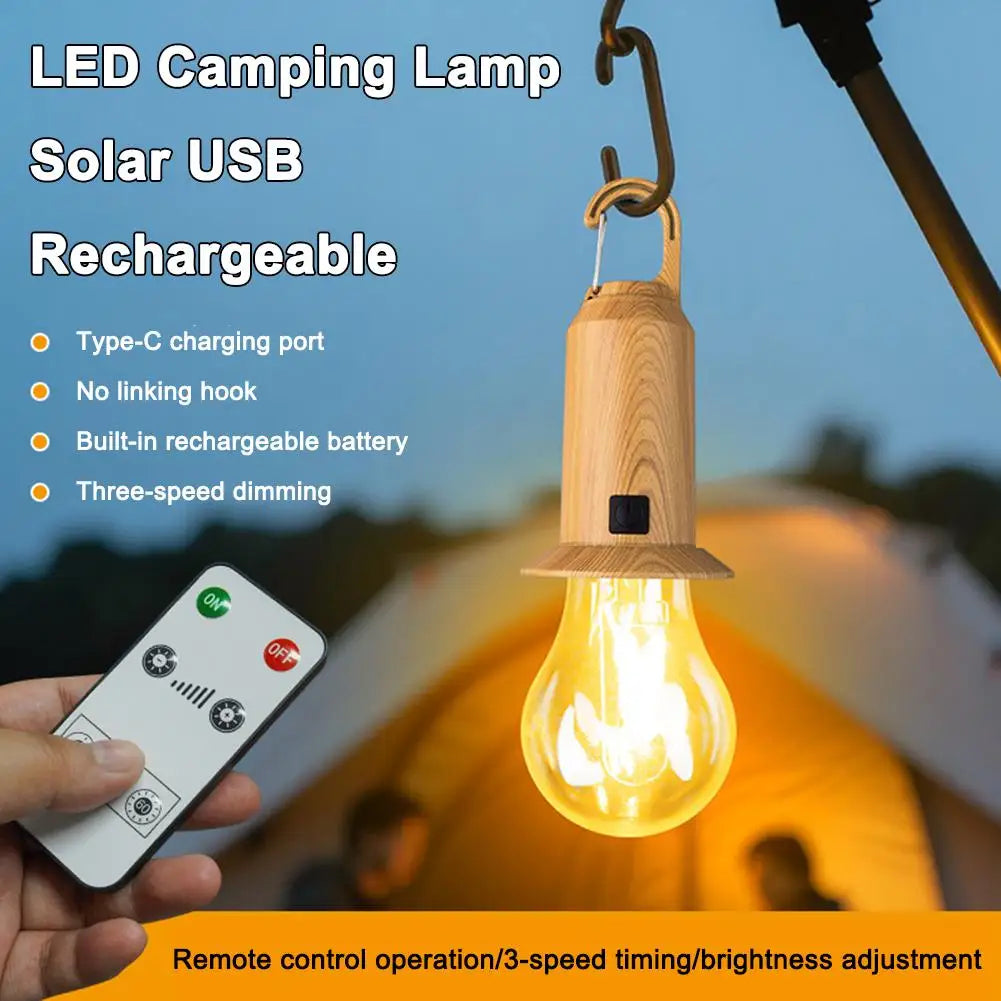 Solar USB LED Camping Lantern | Warm Light, Remote & IP65