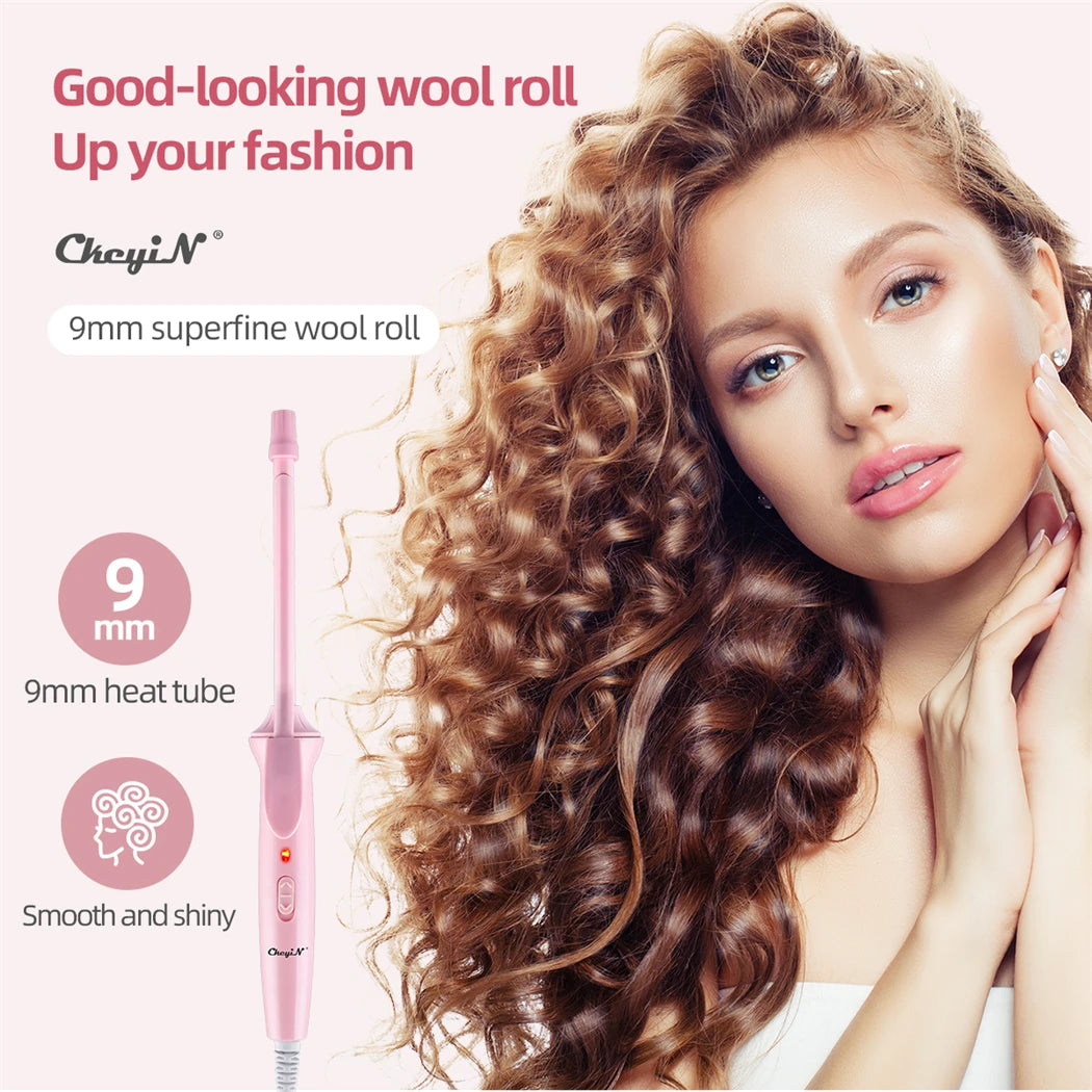 9mm Mini Hair Curling Iron Hair Curler Wand Professional Curly Tongs Ceramic Electric Salon Styling Tool Small Crimping Iron Peaceful Pleasures Health and Wellness