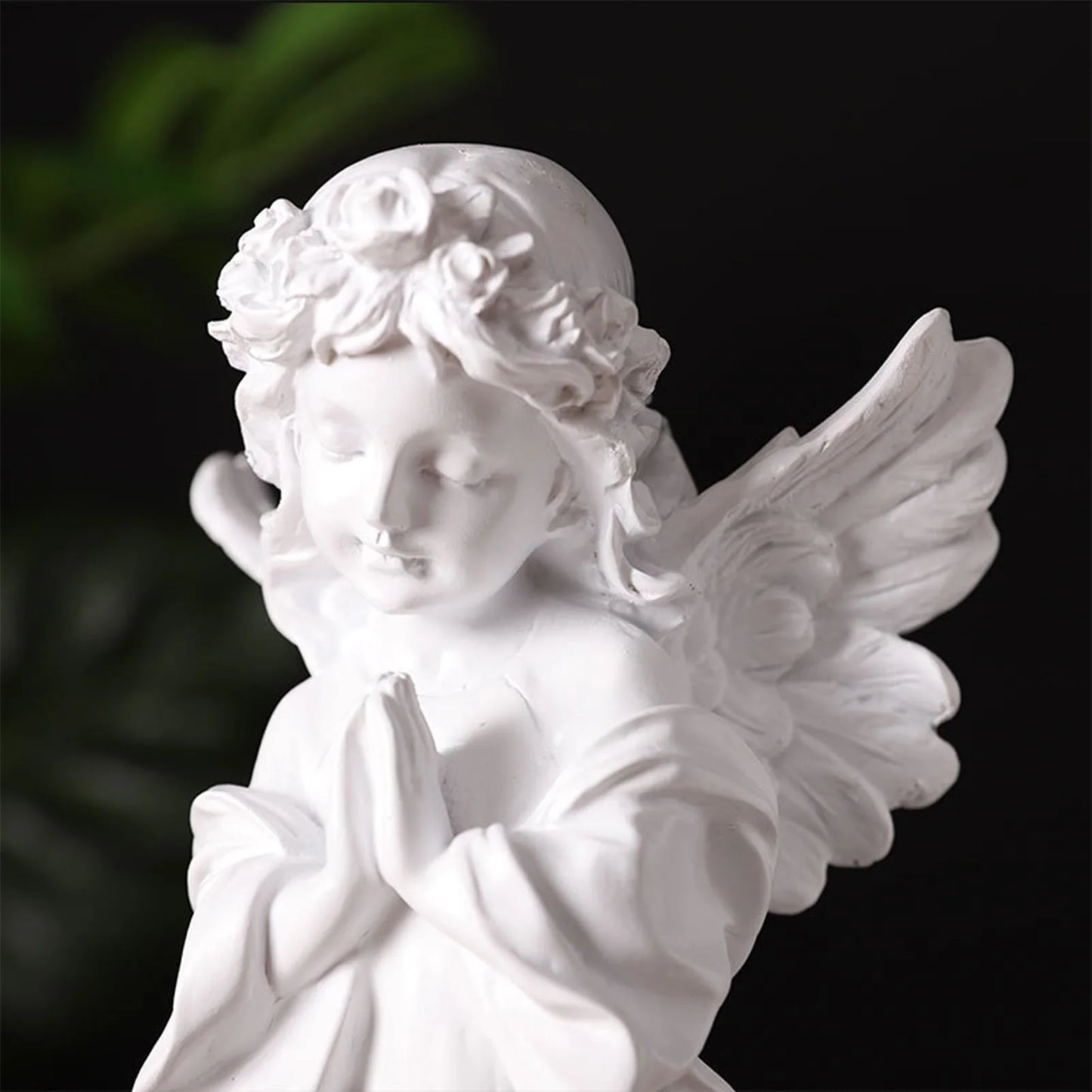 Closed Eyes Garden Memorial Angel Spiritual Consolation Angel Collectible Figurines for Desktop Living Room Entrance Decor Peaceful Pleasures Health and Wellness
