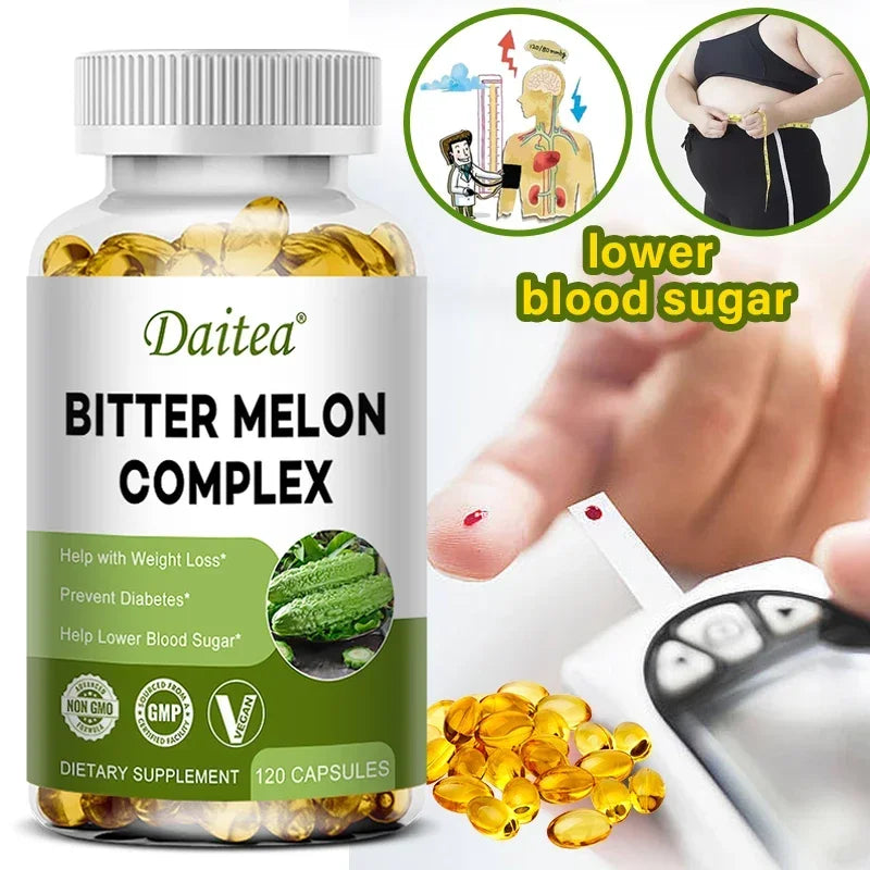 Natural bitter melon extract capsules help lower blood sugar, prevent heatstroke, and supplement daily multivitamins to burn fat Peaceful Pleasures Health and Wellness