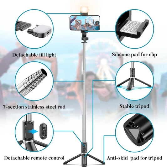 Selfie Stick Tripod with Light & Wireless Remote, Portable Bluetooth Retractable 70CM Phone Holder for Travel Vlog. Peaceful Pleasures Health and Wellness