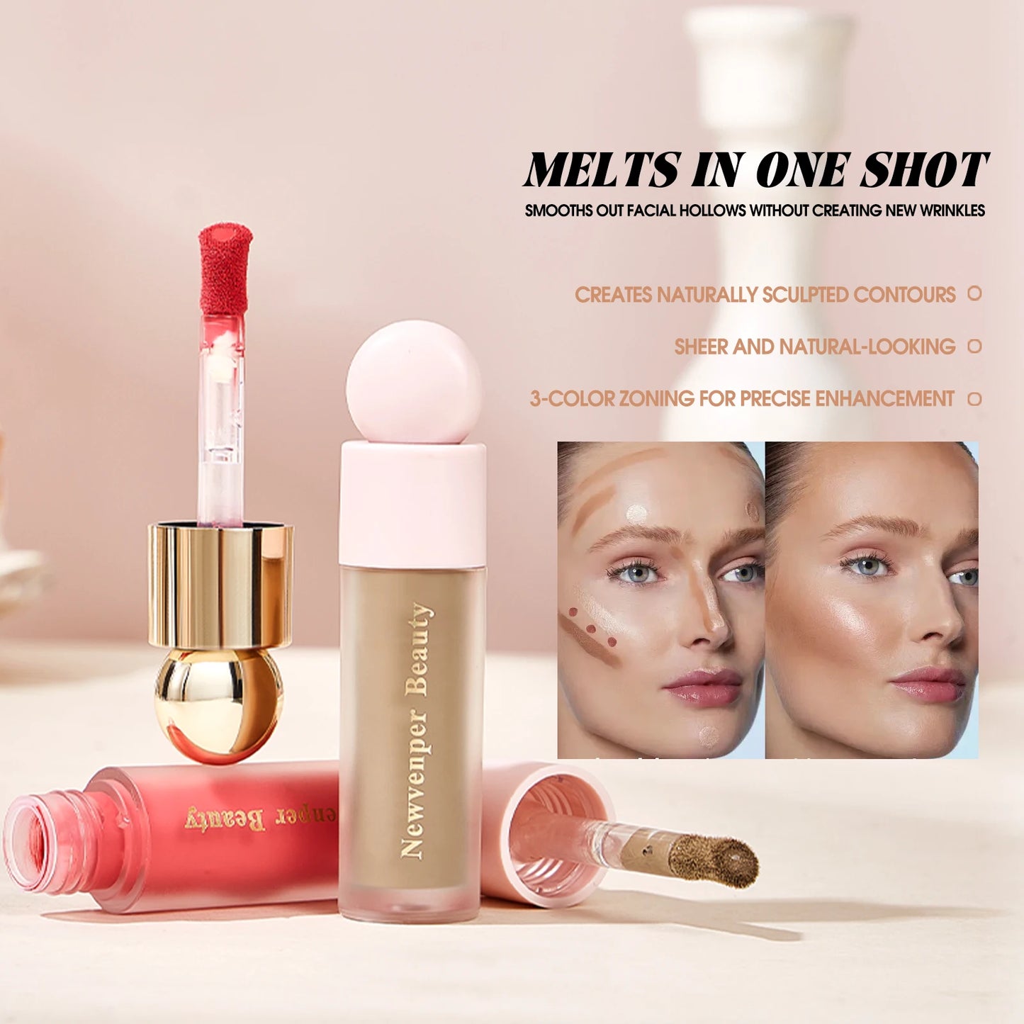 Liquid Highlighter Blush Contour Stick Set for Face & Body