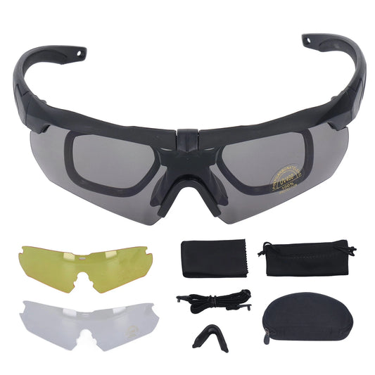 Cycling Glasses Non Glare PC and Silicone Goggles Prevent Wind Sand with Interchangeable Lenses for Sports for Women Men Peaceful Pleasures Health and Wellness Default Title