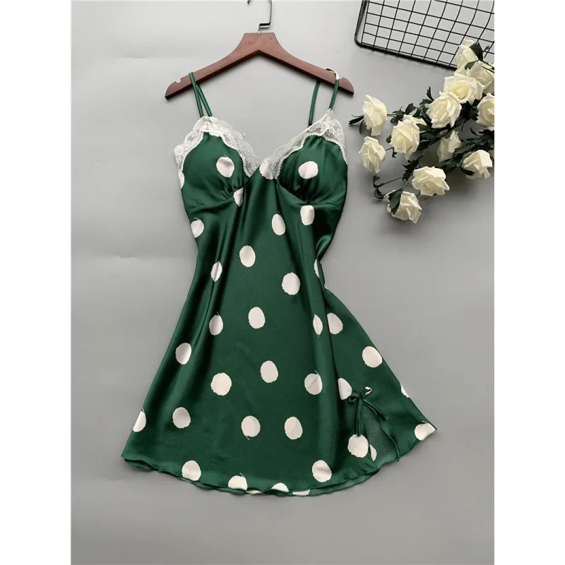 Faux Silk Polka Dot Baby Doll Lingerie | European Style