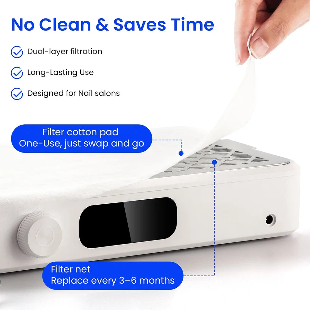 2500/2800/3000/3300/3500rpm Speed Adjustable Brushless Nail Dust Extractor Powerful Twin Turbo Vacuum Nail Dust Collector Peaceful Pleasures Health and Wellness