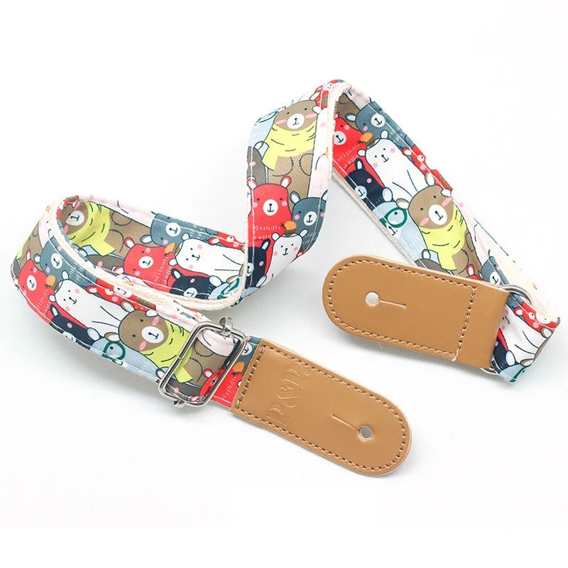 Cute Cartoon Printed Ukulele Strap Adjustable Guitar Belt Shoulder Straps for Ukulele Electric Acoustic Guitar Bass Accessories Peaceful Pleasures Health and Wellness G