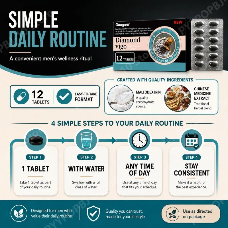 Diamond Vigo Men's Daily Vitality Supplement – 12 Tablets