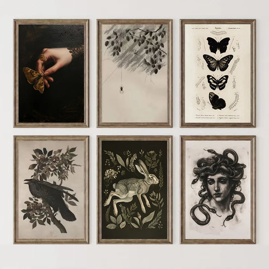 Dark Academia Gothic Moth Medusa Victorian Canvas Wall Art Print Gothic Canvas Print Peaceful Pleasures Health and Wellness
