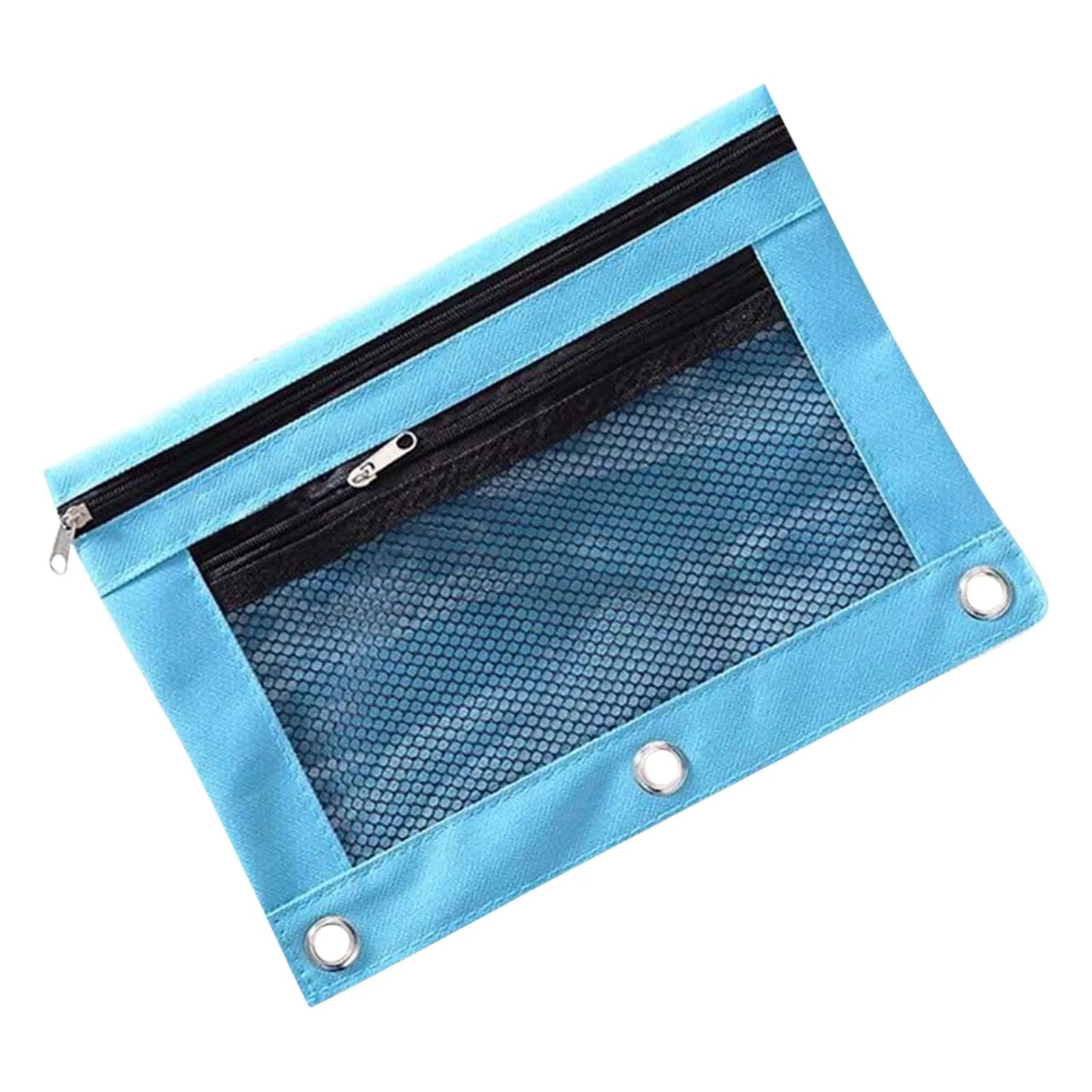 Colorful Double Layer canvas Cloth Zipper Paper File Folder Book Pencil Pen Case Bag File Document Bags Peaceful Pleasures Health and Wellness Blue