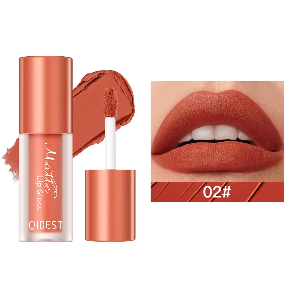 QIBEST Sexy Red Lasting Velvet Matte Lip Gloss Waterproof Nonstick Cup Liquid Lipstick Makeup For Women Beauty Lip Glaze Tint Peaceful Pleasures Health and Wellness 02
