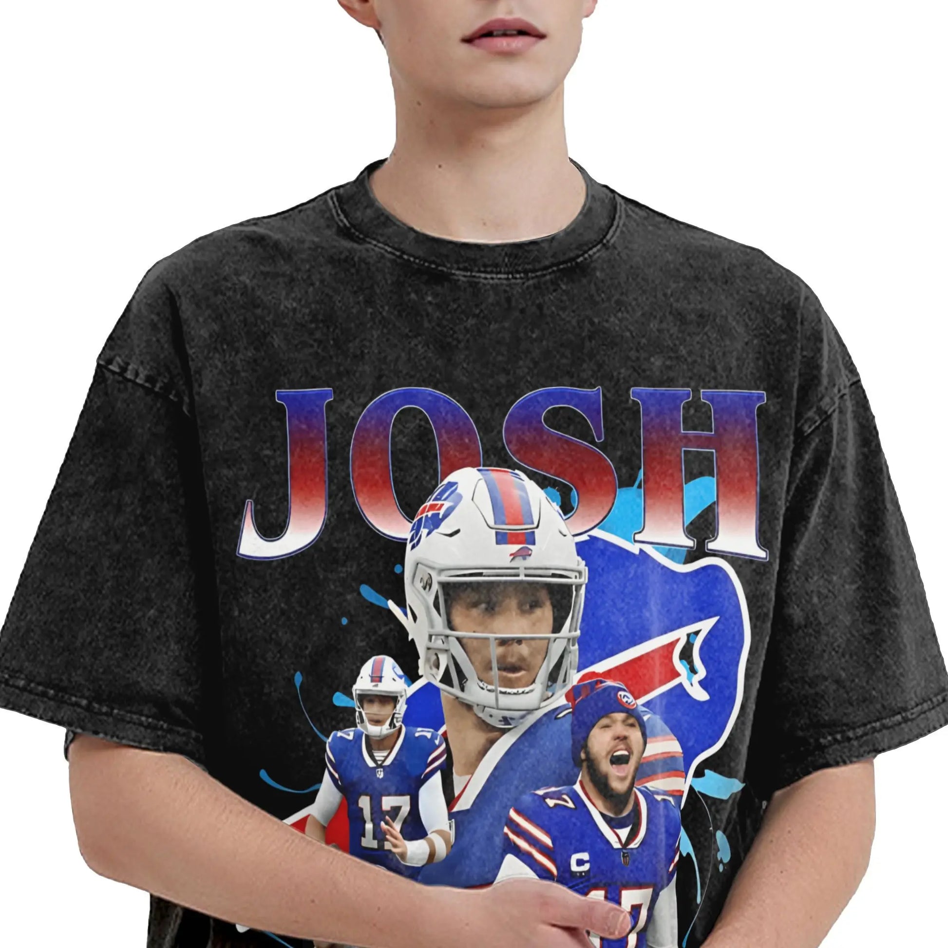 Josh Allen T Shirt Men Pure Cotton Novelty T-Shirts Round Neck Tees Short Sleeve Tops Gift Idea Peaceful Pleasures Health and Wellness