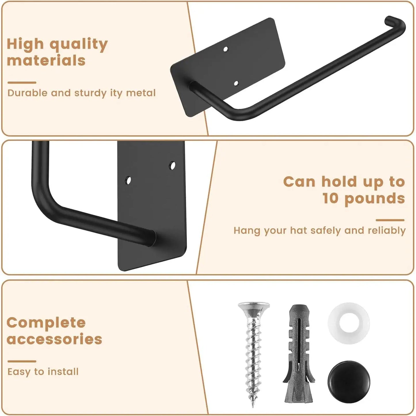 Adhesive Hat Rack for Wall – No-Drill Cap Organizer Hook