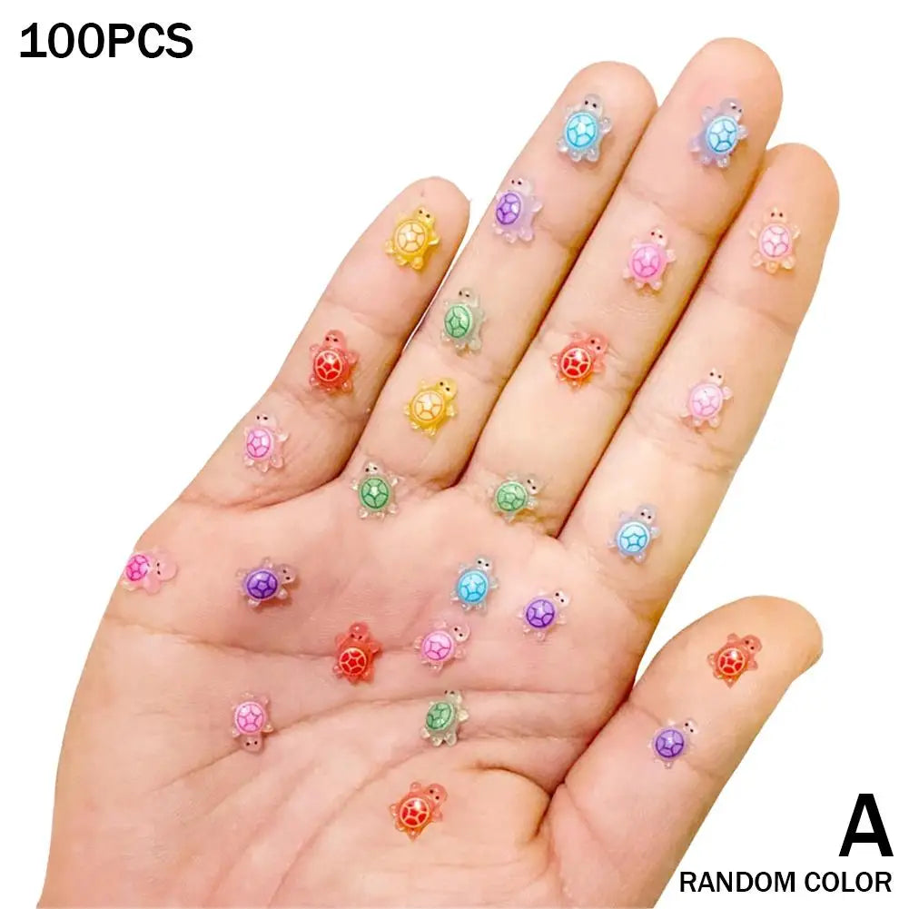 100Pcs Mixed Resin Turtle Nail Art Rhinestones Peaceful Pleasures Health and Wellness 100pcs
