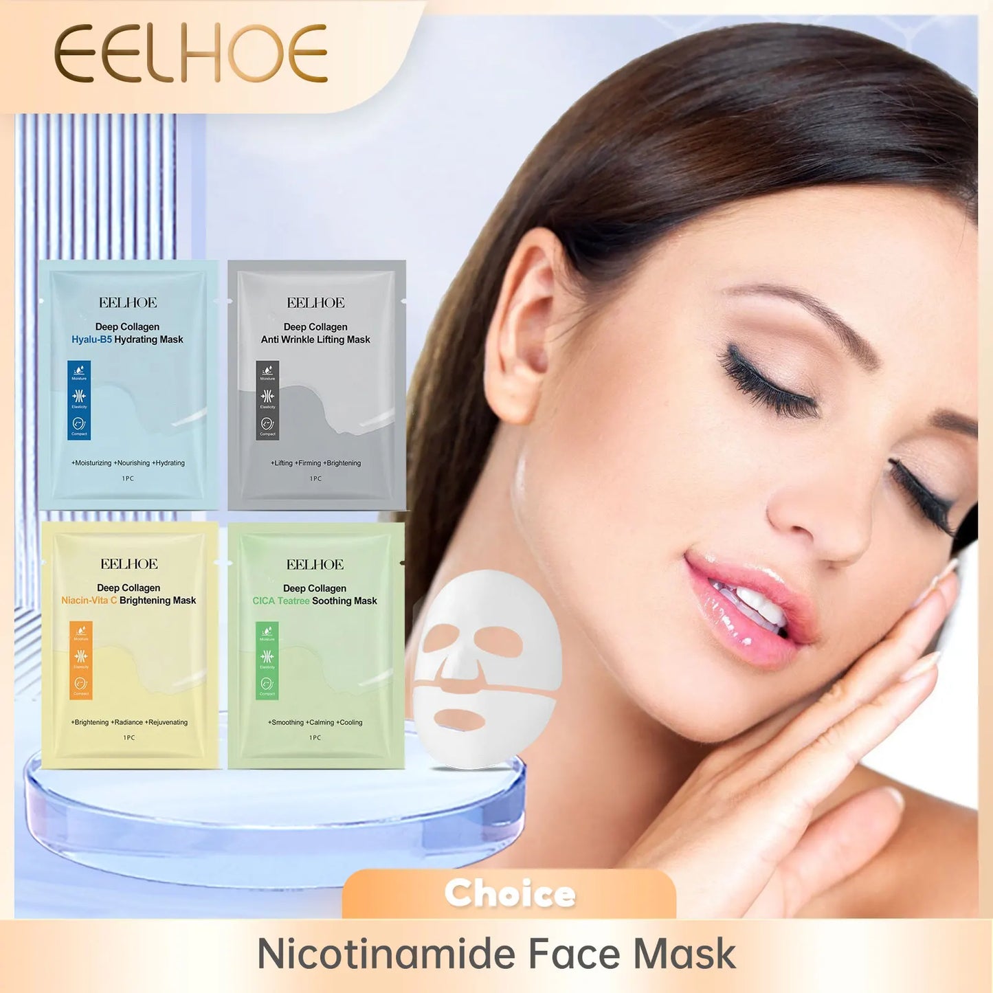EELHOE Nicotinamide Face Mask – Collagen, Hyaluronic Acid Firming
