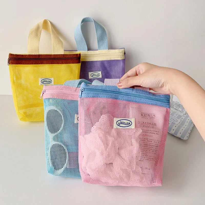 Simple Nylon Mesh Storage Bag for Students Outdoor Portable Sunglasses Skincare Products Storage and Toiletries Bag Peaceful Pleasures Health and Wellness