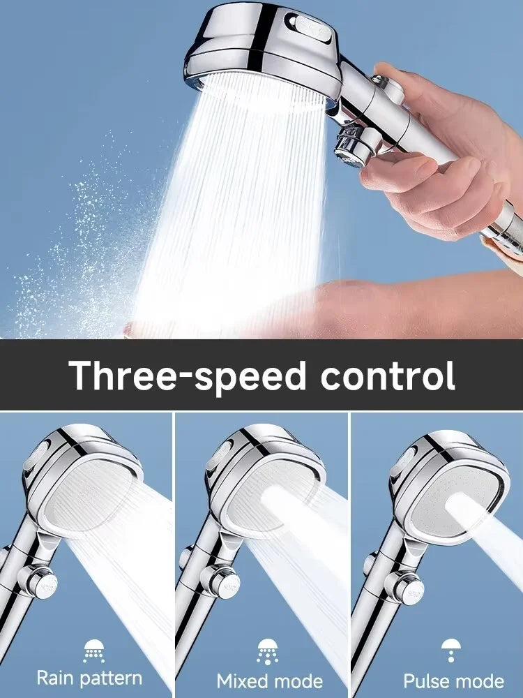 Square High Pressure Shower Head – 3 Modes, Filter & Water Saving