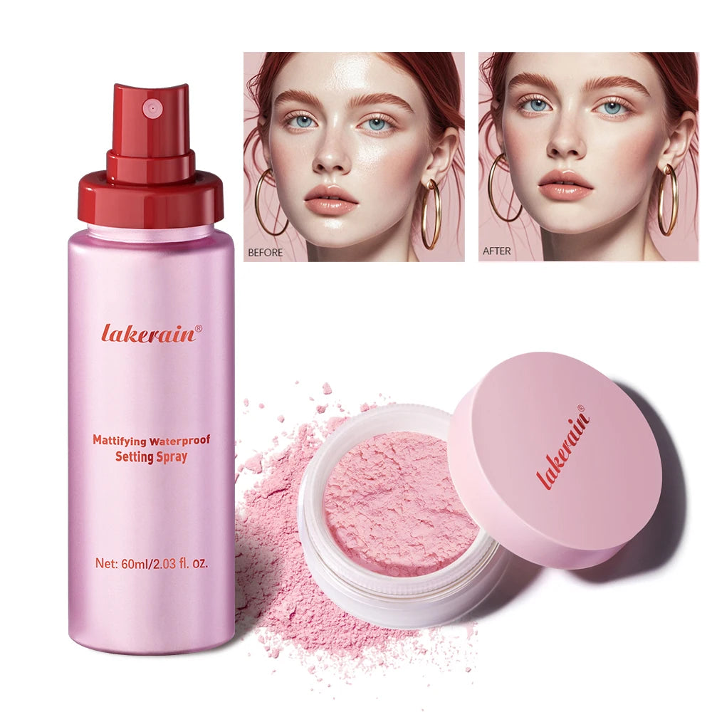 Oil Control Setting Powder Spray Set Matte Base Makeup Control Oil Waterproof Make-up Fixer Spray Hide Pores Setting Powder Peaceful Pleasures Health and Wellness