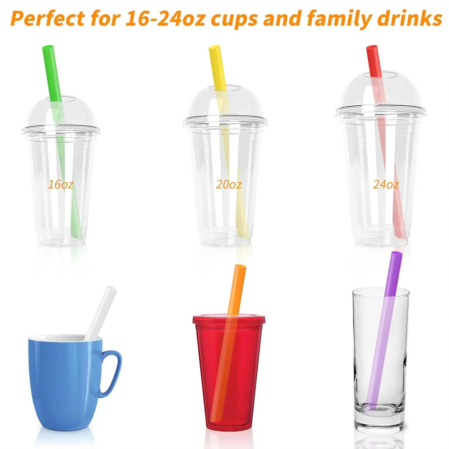 100/300PCS Multi Colors Jumbo Smoothie Boba Straws,Plastic Milkshake Disposable Wide-mouthed Large Individually Wrapped Straws Peaceful Pleasures Health and Wellness