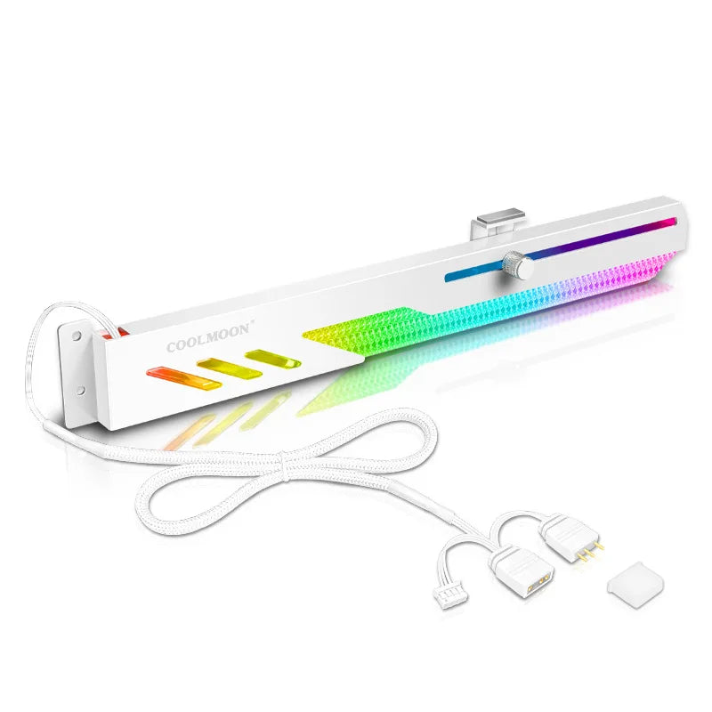 ARGB LED GT8 Graphics Card Holder for Desktop Computer Horizontal Mount Strong Support Bracket Stylish Design Strong Support Peaceful Pleasures Health and Wellness WHITE