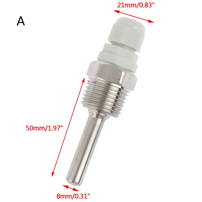 Stainless Steel Thermowell 1/2" NPT | 50–200mm Temperature Sensor