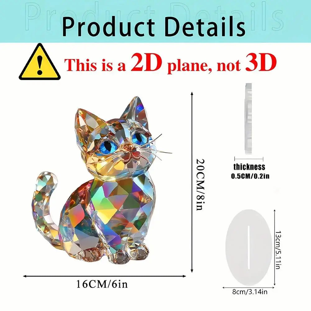 2D Acrylic Cat Statue – Colorful Miniature Desktop Decoration