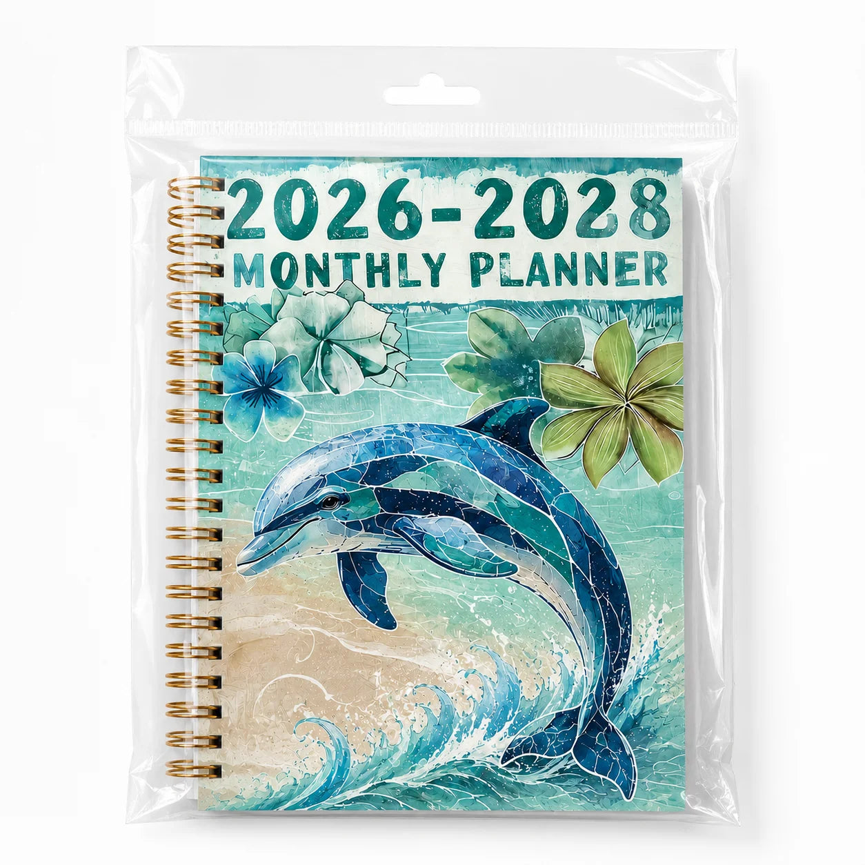 2026-2028 3 Year Spiral Planner Monthly Daily Agenda Cute Dolphin