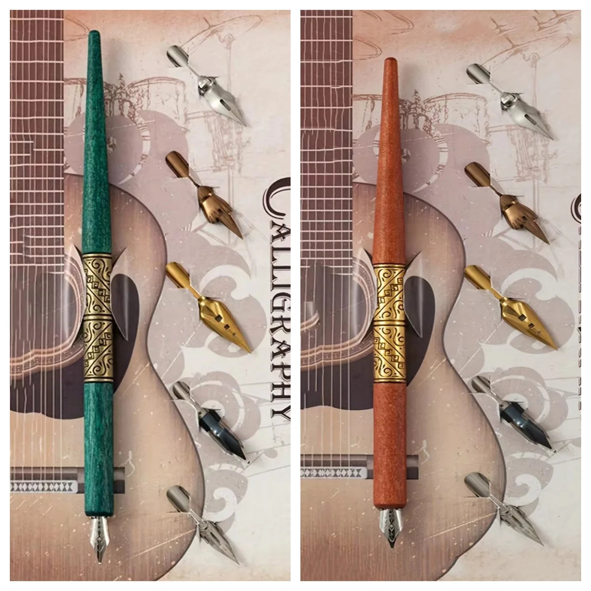 Twist Glass Dip Pen Crystal Writing Wood Handle Vintage Calligraphy