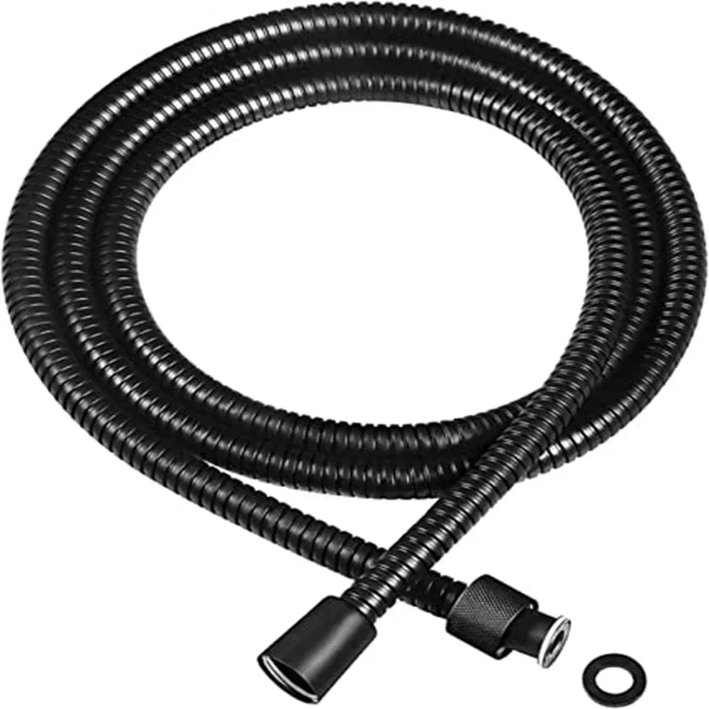 1.5/2M Black SUS 304 Flexible Shower Hose Long Bathroom Shower Water Hose Extension Plumbing Pipe Pulling Tube Bath Accessories Peaceful Pleasures Health and Wellness
