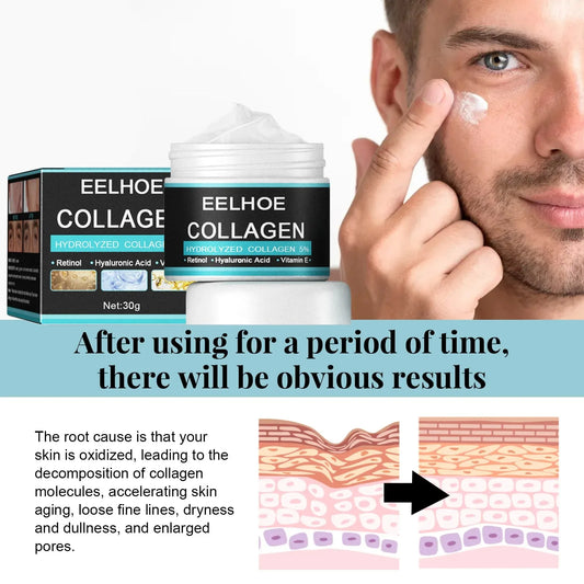 Men's Collagen Cream Lightens Wrinkles Face Cream Firming Moisturizing Hyaluronic Acid Brightening Cream Facial Skincare Peaceful Pleasures Health and Wellness
