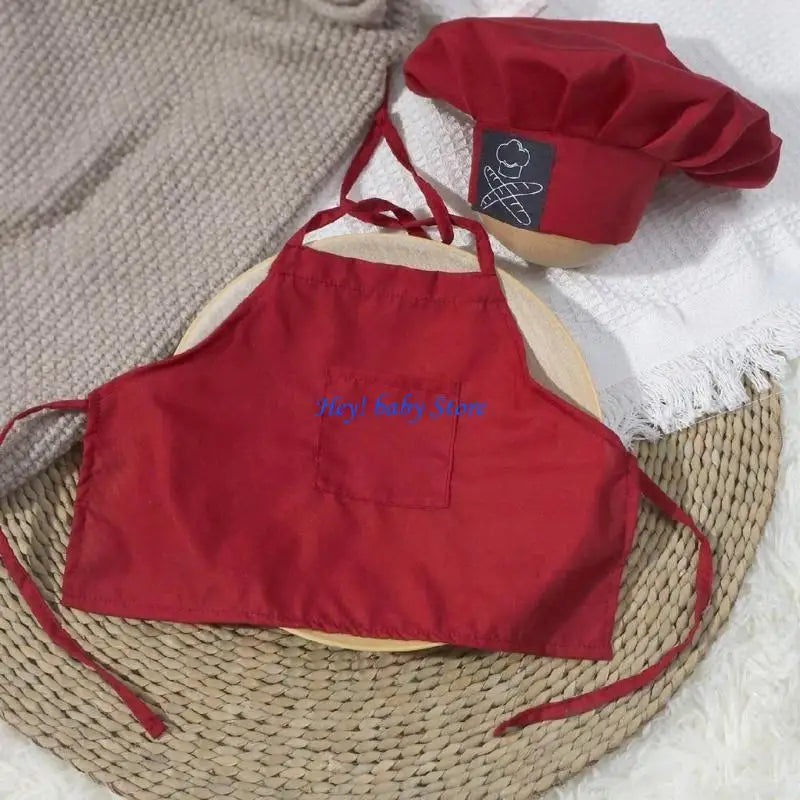 Newborn Baby Chef Hat & Apron Photography Prop Set | 0–9 Months