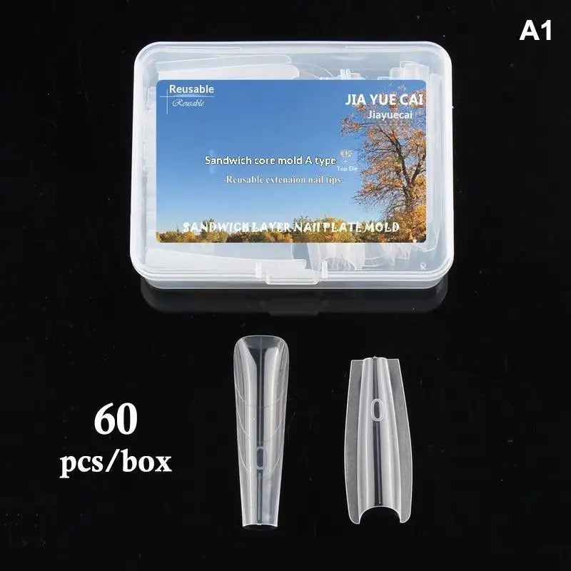 Sandwich Dual Nail Forms 60pcs – 15 Sizes, Top & Bottom Molds