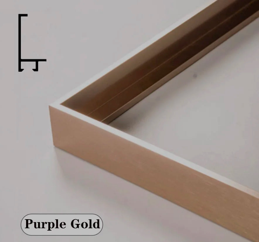 Customizable Large Size DIY Aluminum Alloy Wall Art Metal Photo Frame L Shape Modern High Grade Canvas Picture Frame Peaceful Pleasures Health and Wellness Purple gold color 80x120cm China Mainland