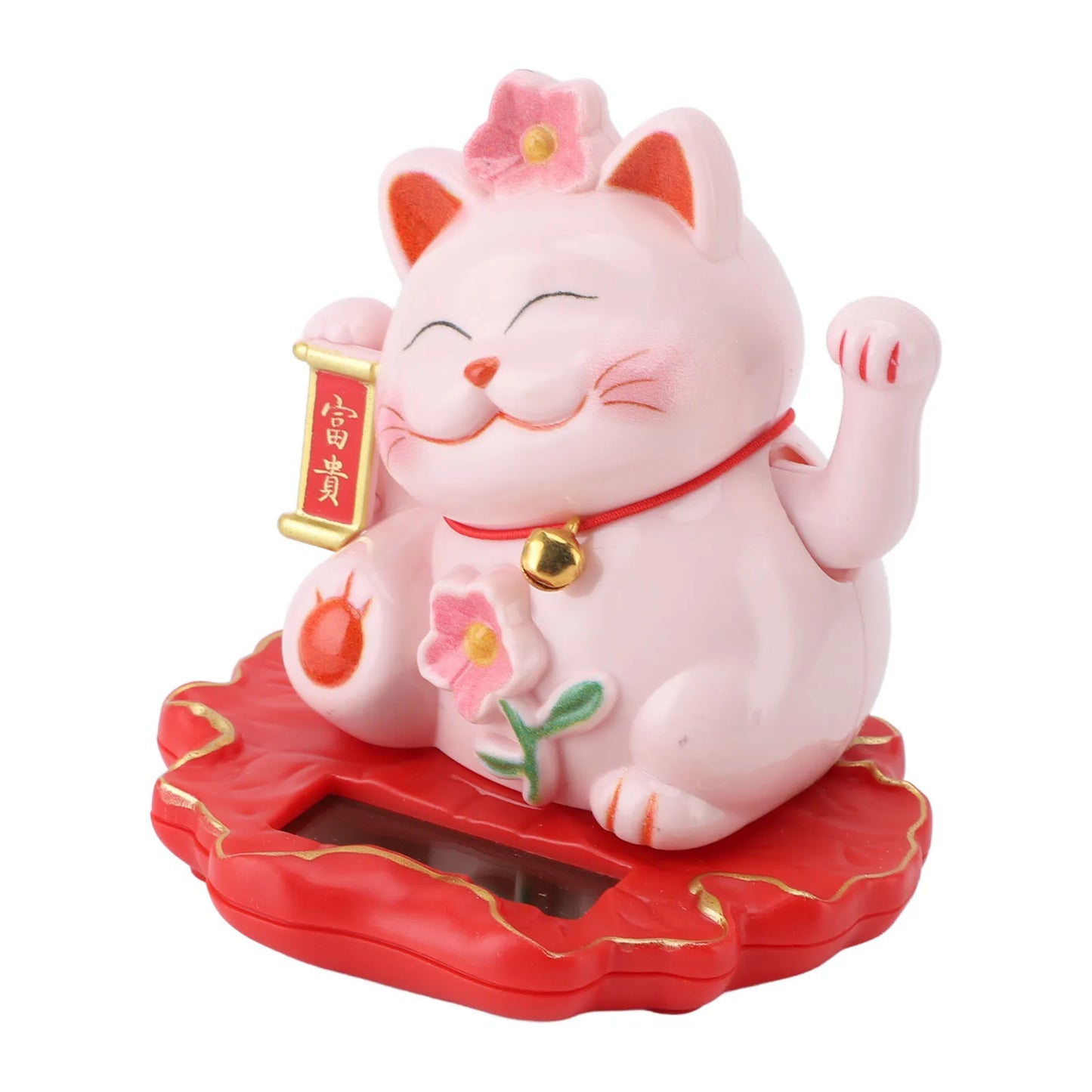 Lucky Cat Waving Arm Ornament ABS Solar Powered Light Induction