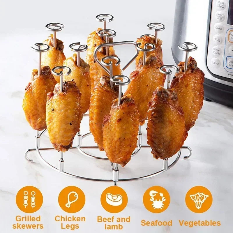 Kitchen Air Fryer Rack Accessories For 6qt/8qt BBQ Grill Tray Basket Stand Roasting Meat Holder Tool for Home use Picnic Camping Peaceful Pleasures Health and Wellness