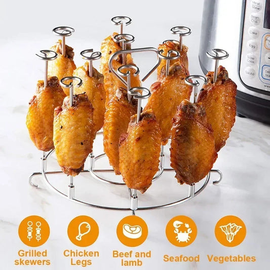Kitchen Air Fryer Rack Accessories For 6qt/8qt BBQ Grill Tray Basket Stand Roasting Meat Holder Tool for Home use Picnic Camping Peaceful Pleasures Health and Wellness
