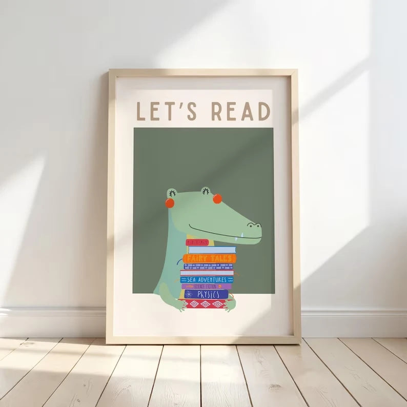 Modern Crocodile Illustration Canvas Wall Art Print | Home Decor